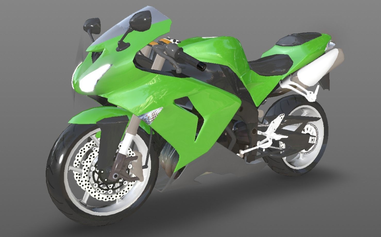 Kawasaki Ninja ZX 10R - Sports Bike- VR-AR - Games 3D Model Low-poly 3D model_5
