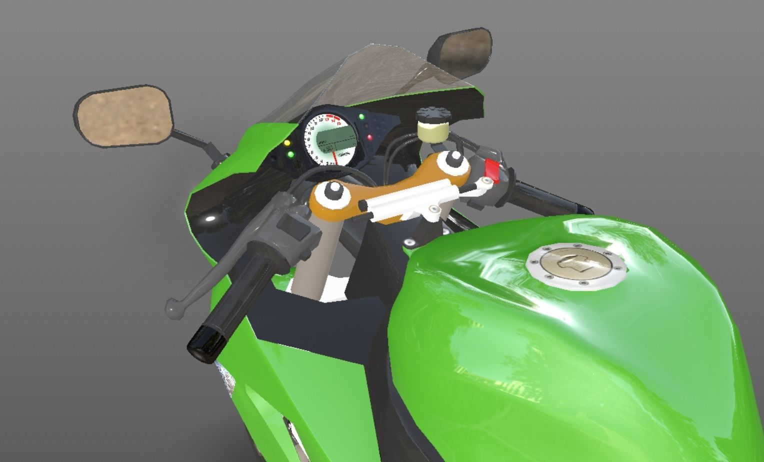 Kawasaki Ninja ZX 10R - Sports Bike- VR-AR - Games 3D Model Low-poly 3D model_9