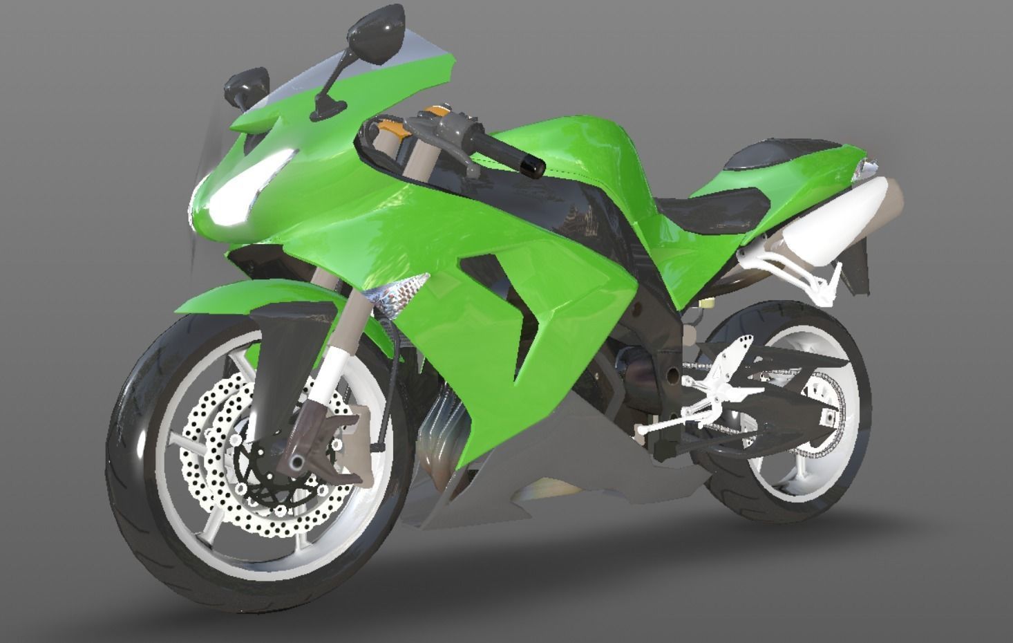 Kawasaki Ninja ZX 10R - Sports Bike- VR-AR - Games 3D Model Low-poly 3D model_12