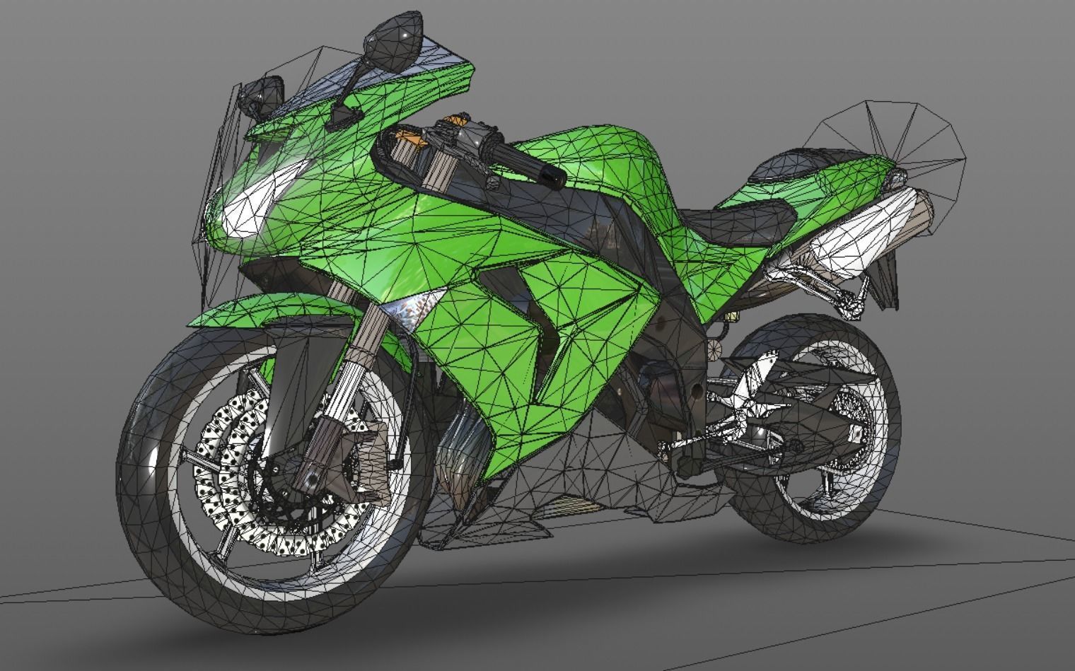 Kawasaki Ninja ZX 10R - Sports Bike- VR-AR - Games 3D Model Low-poly 3D model_13