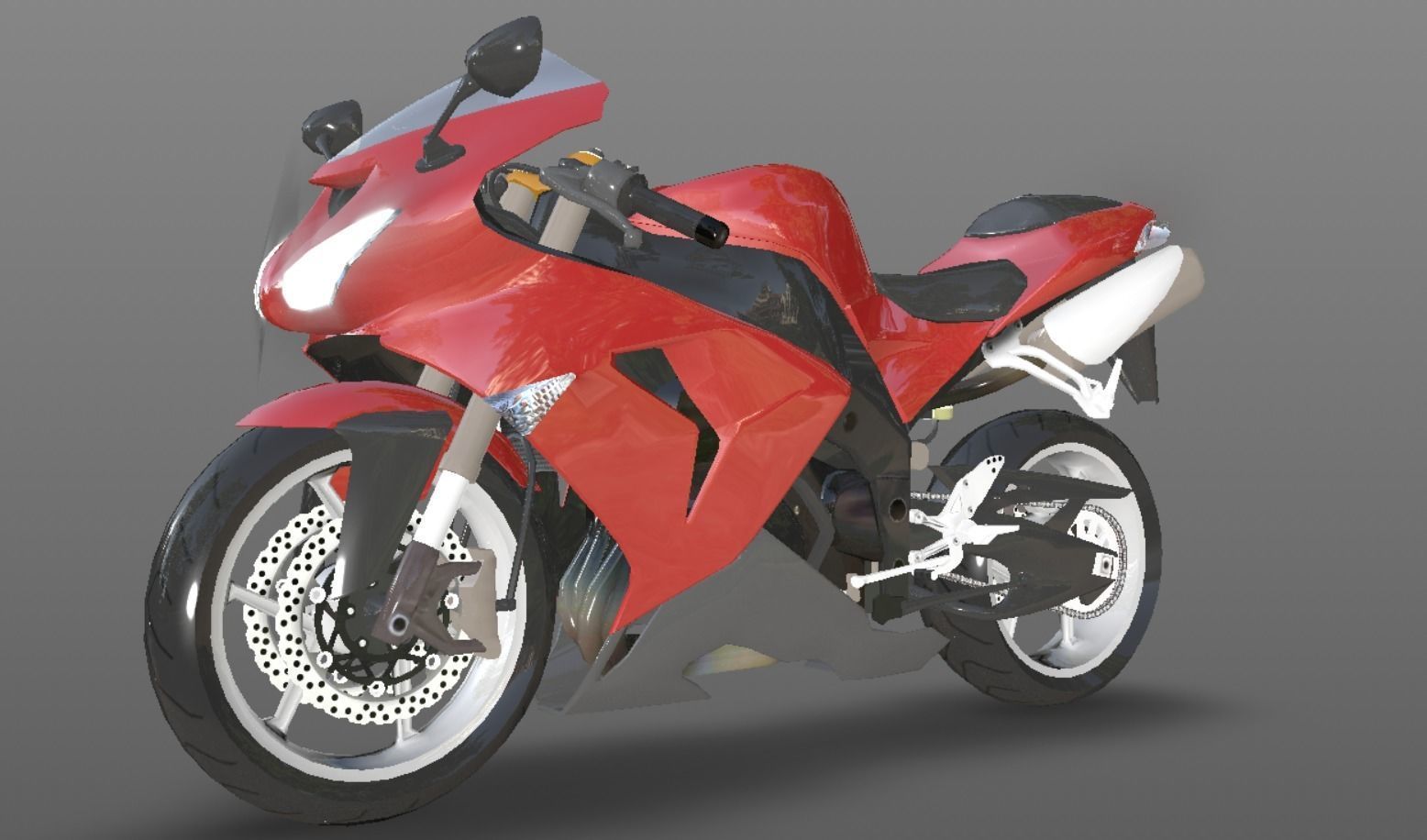 Kawasaki Ninja ZX 10R - Sports Bike- VR-AR - Games 3D Model Low-poly 3D model_2