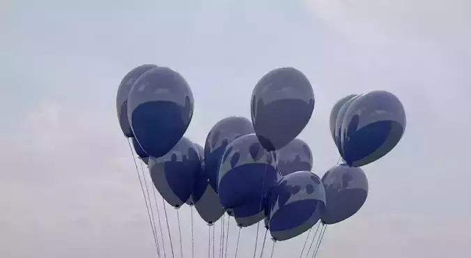 Animated ballons 2 sets      idle and released in the air 3D model