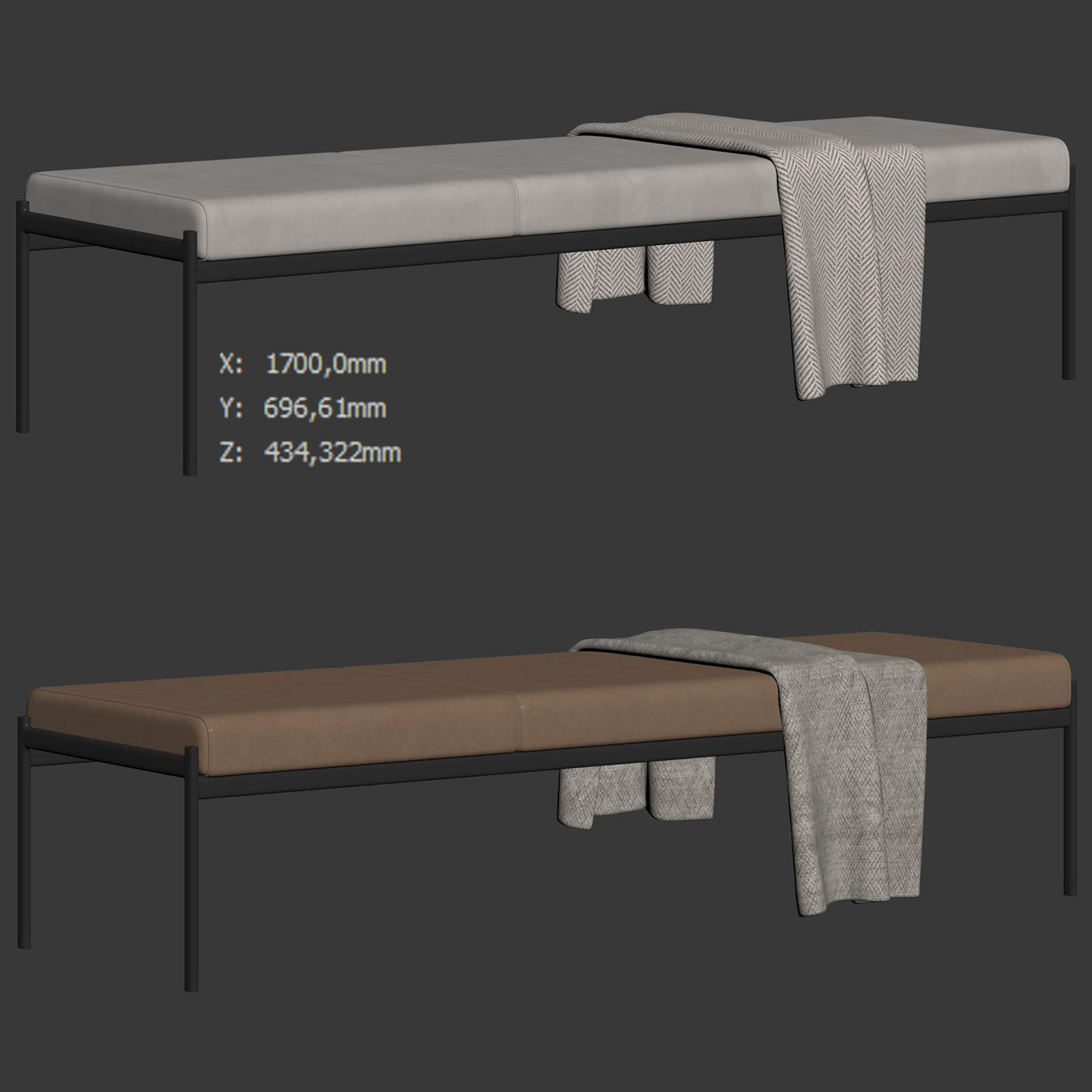 Kiki 3 seater Bench by Artek 3D model_5