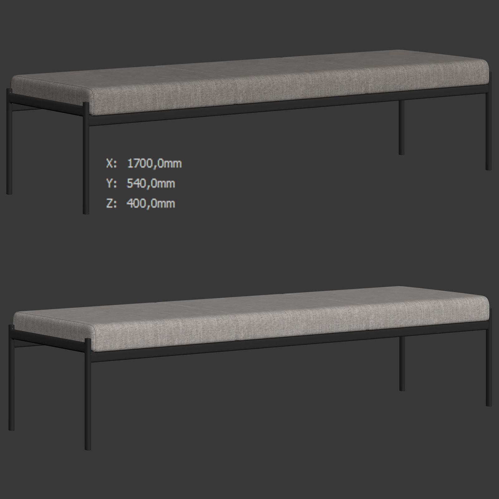 Kiki 3 seater Bench by Artek 3D model_6