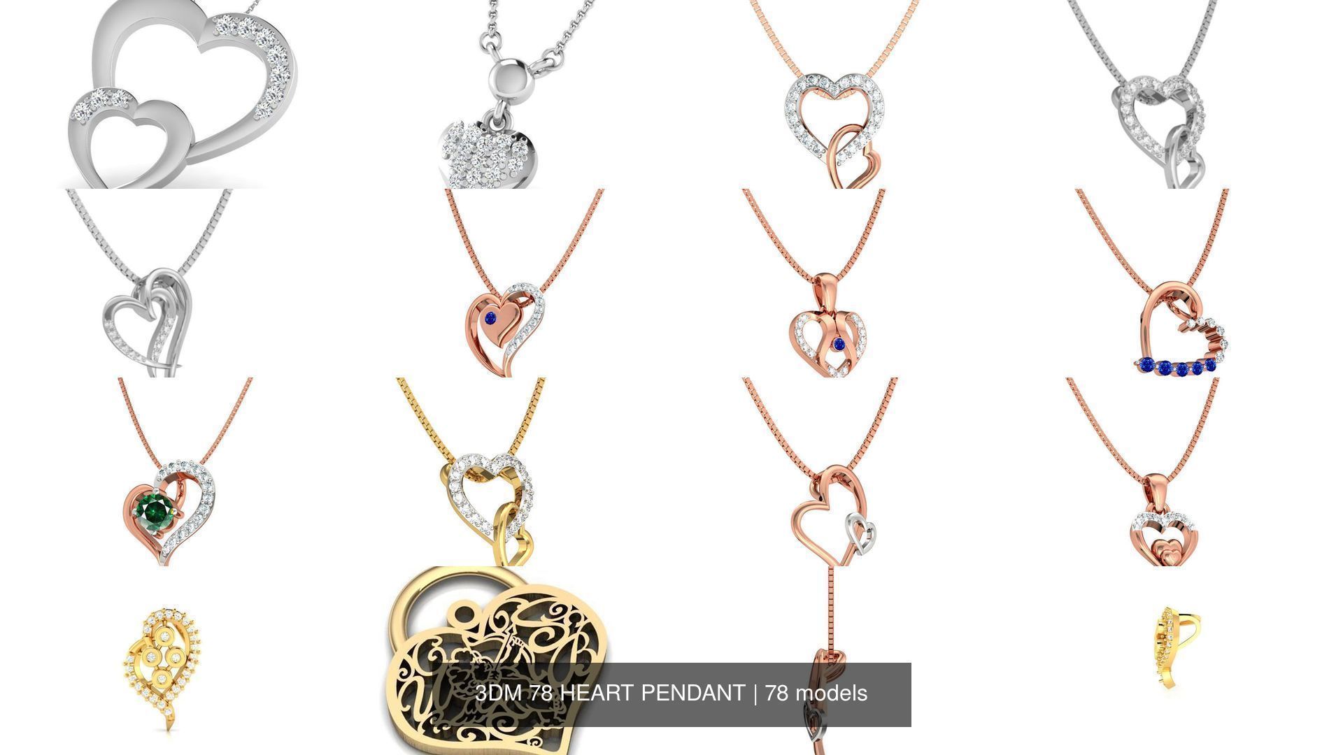 3DM 78 HEART PENDANT 3D Model Collection_8