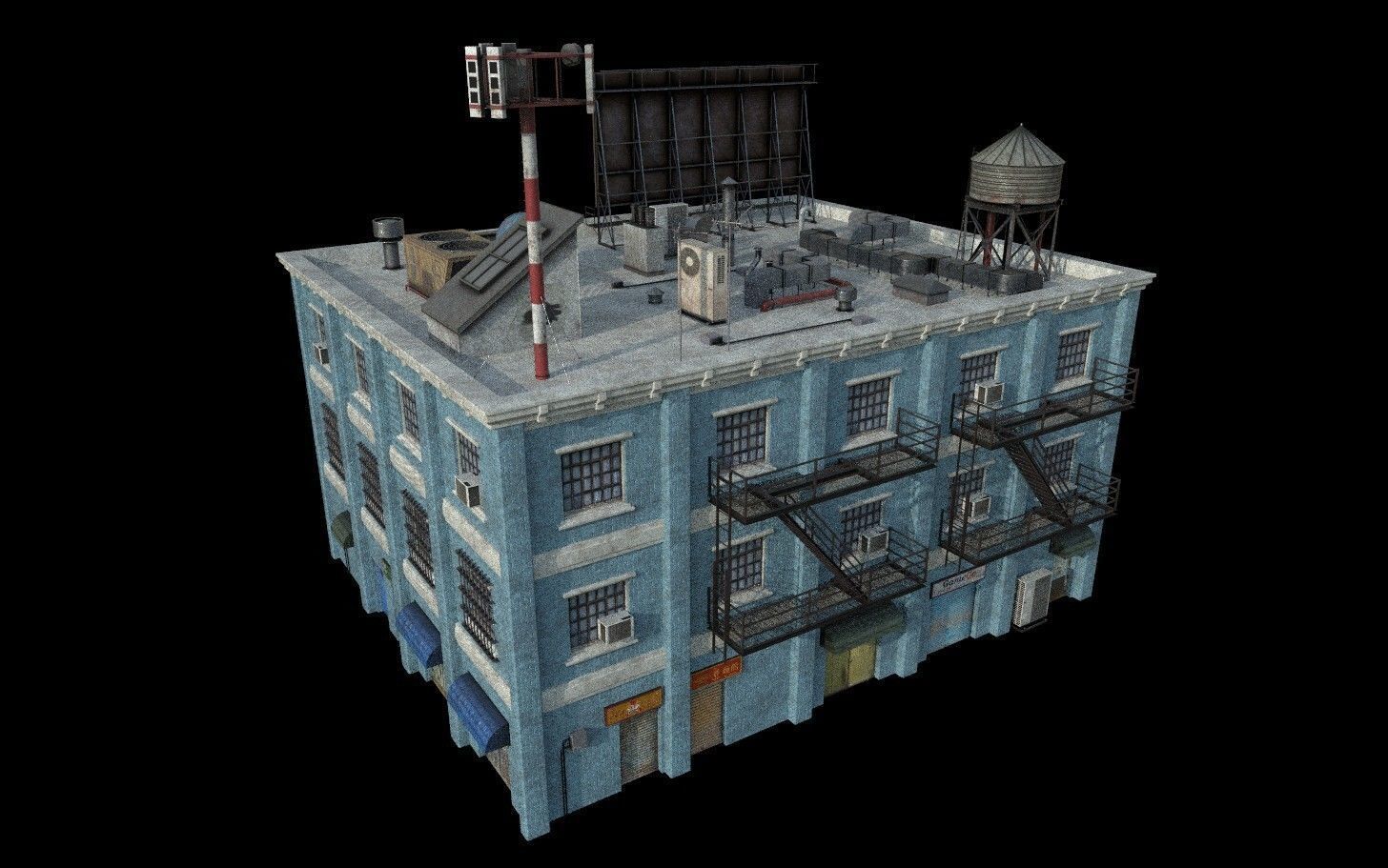 Modular Urban Buildings Pack Low-poly 3D model_4
