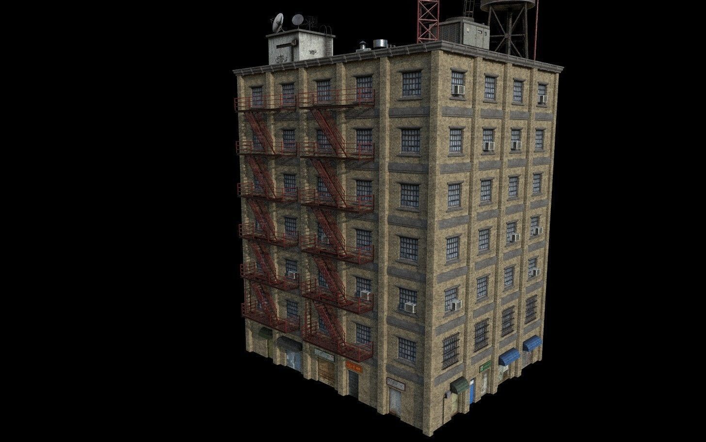 Modular Urban Buildings Pack Low-poly 3D model_13