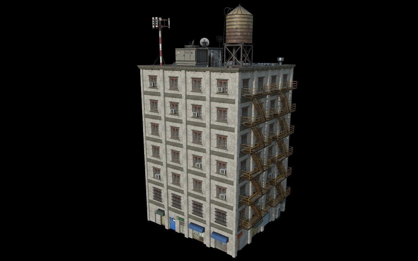 Modular Urban Buildings Pack Low-poly 3D model_12