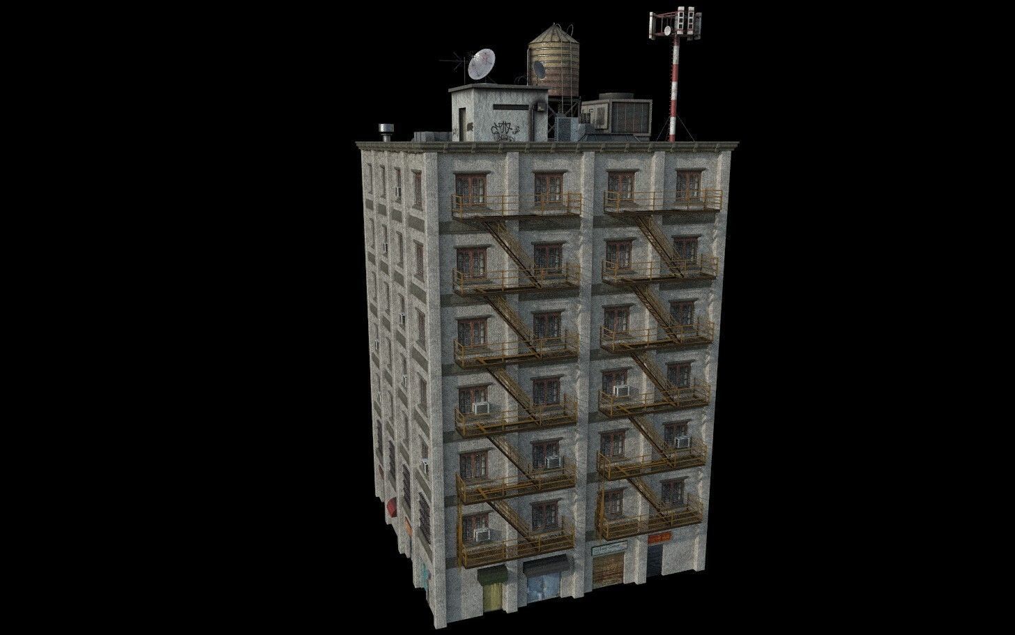 Modular Urban Buildings Pack Low-poly 3D model_2