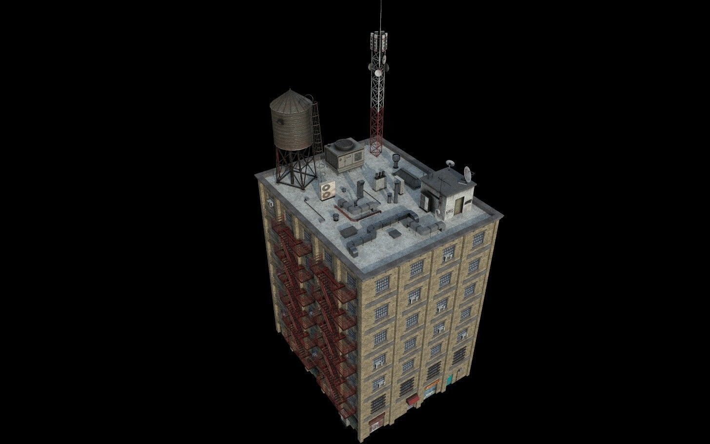 Modular Urban Buildings Pack Low-poly 3D model_10