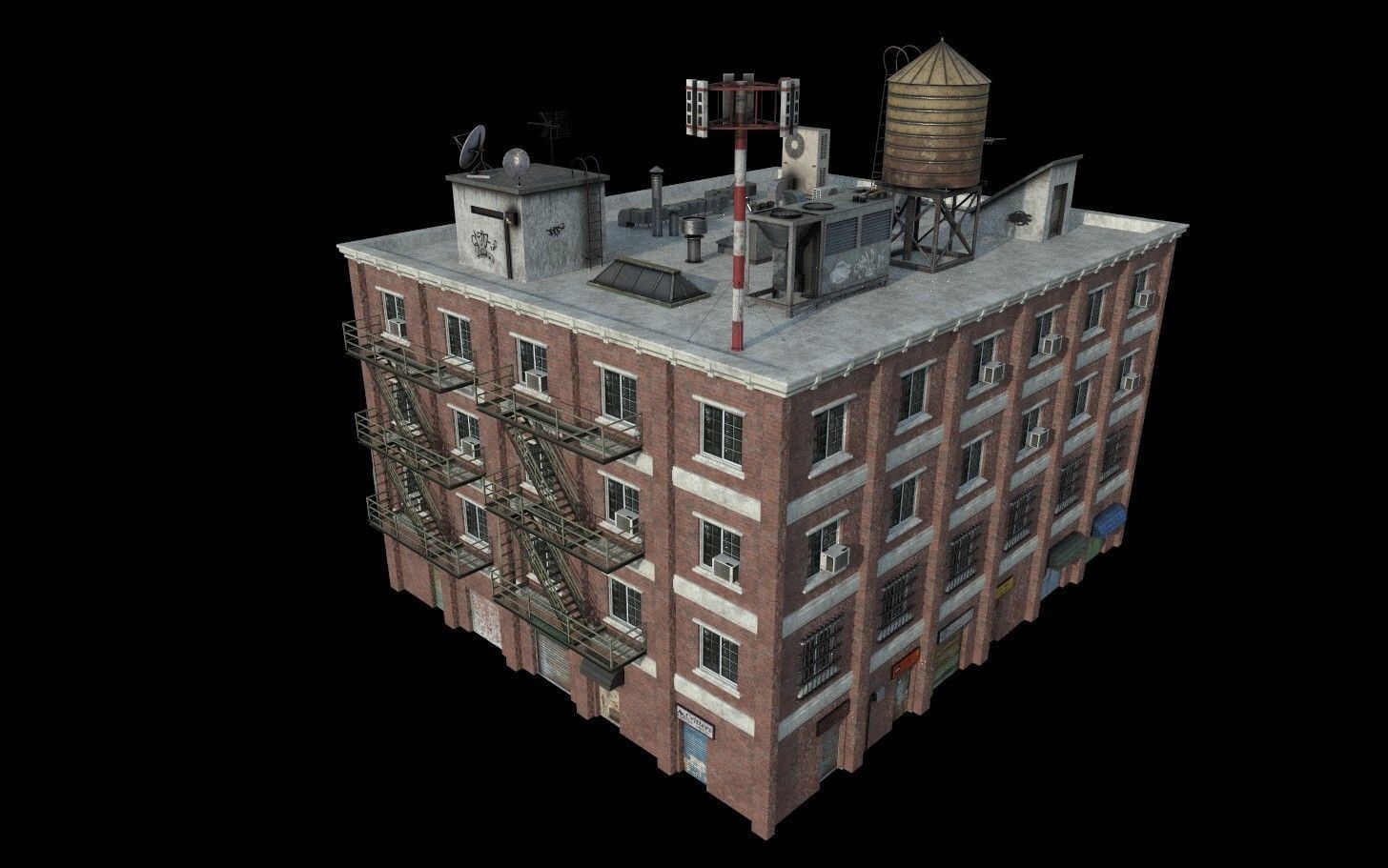 Modular Urban Buildings Pack Low-poly 3D model_3