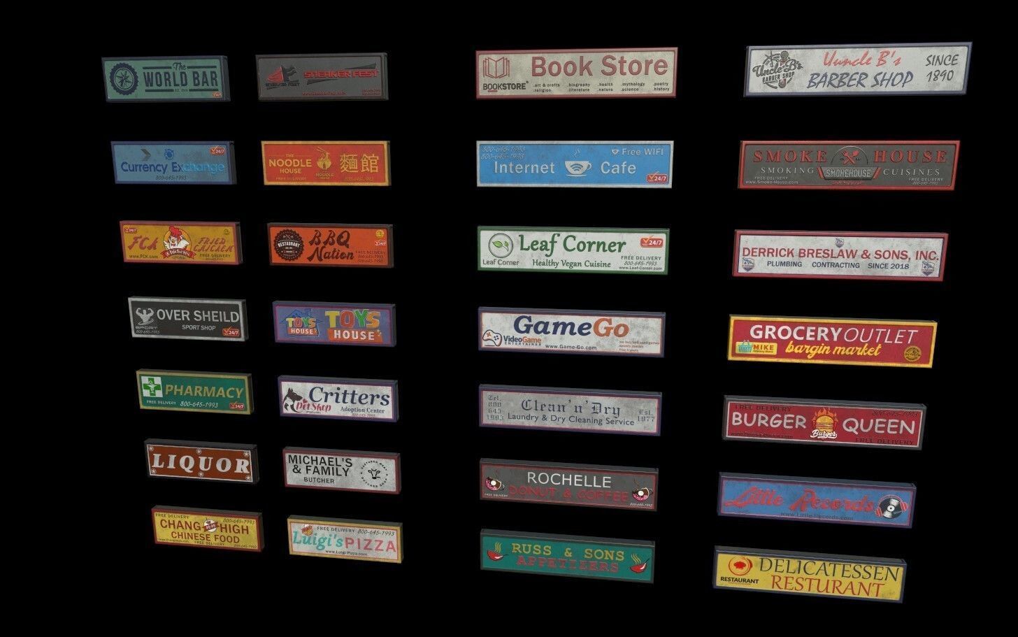 Modular Urban Buildings Pack Low-poly 3D model_16