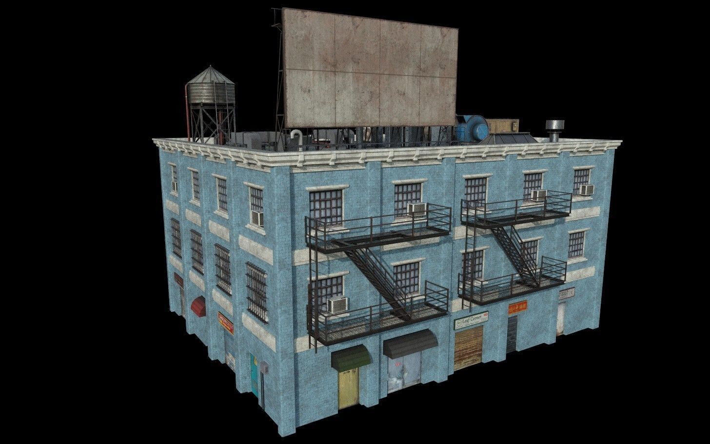 Modular Urban Buildings Pack Low-poly 3D model_6