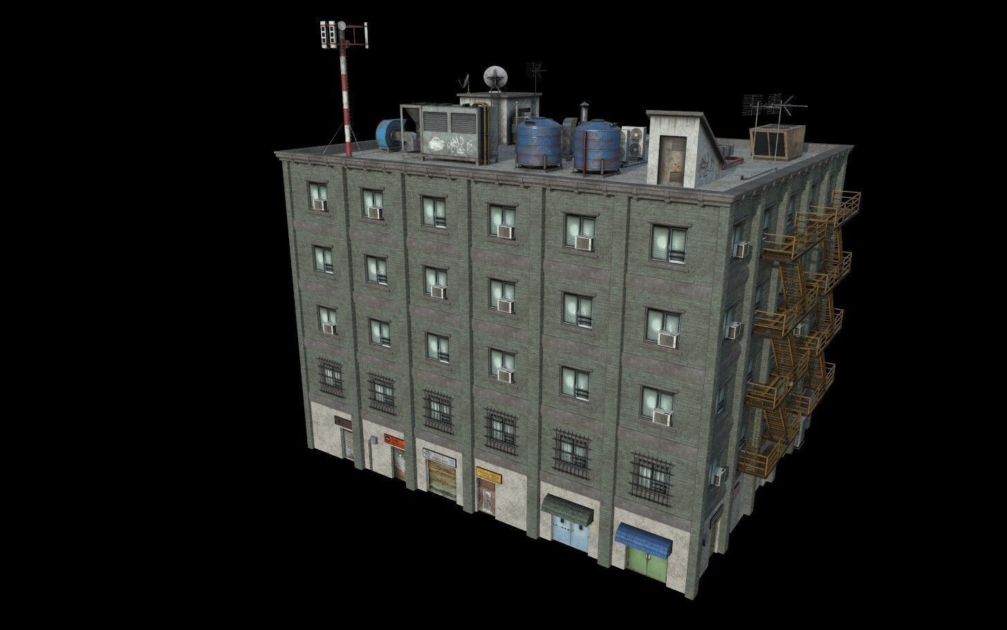 Modular Urban Buildings Pack Low-poly 3D model_8