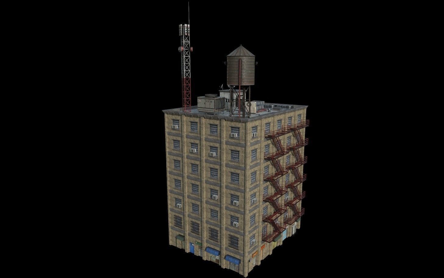 Modular Urban Buildings Pack Low-poly 3D model_11
