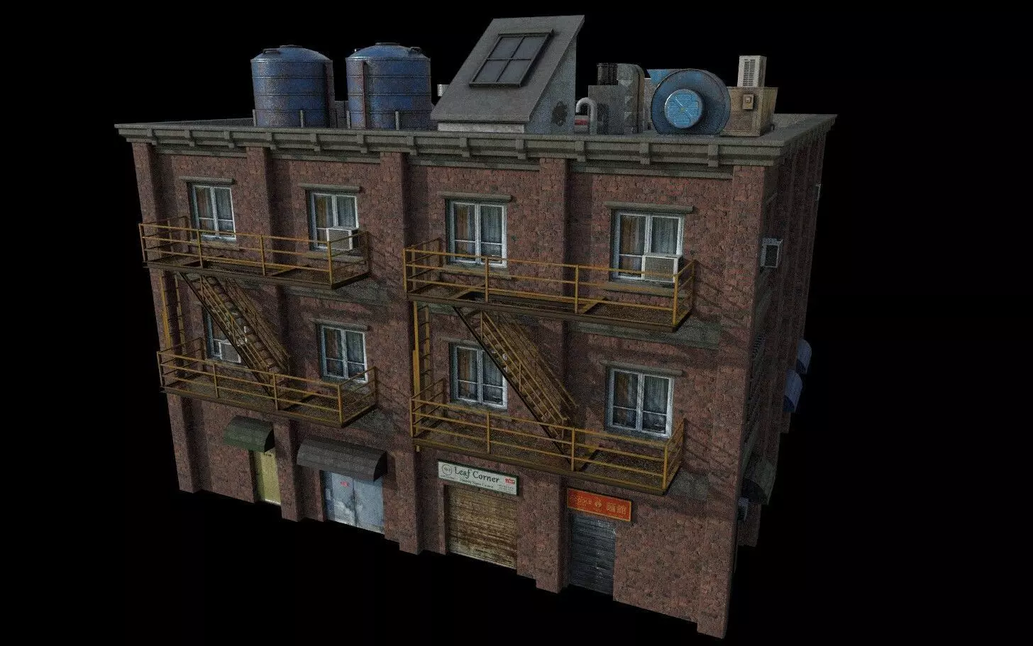 Modular Urban Buildings Pack Low-poly 3D model_0