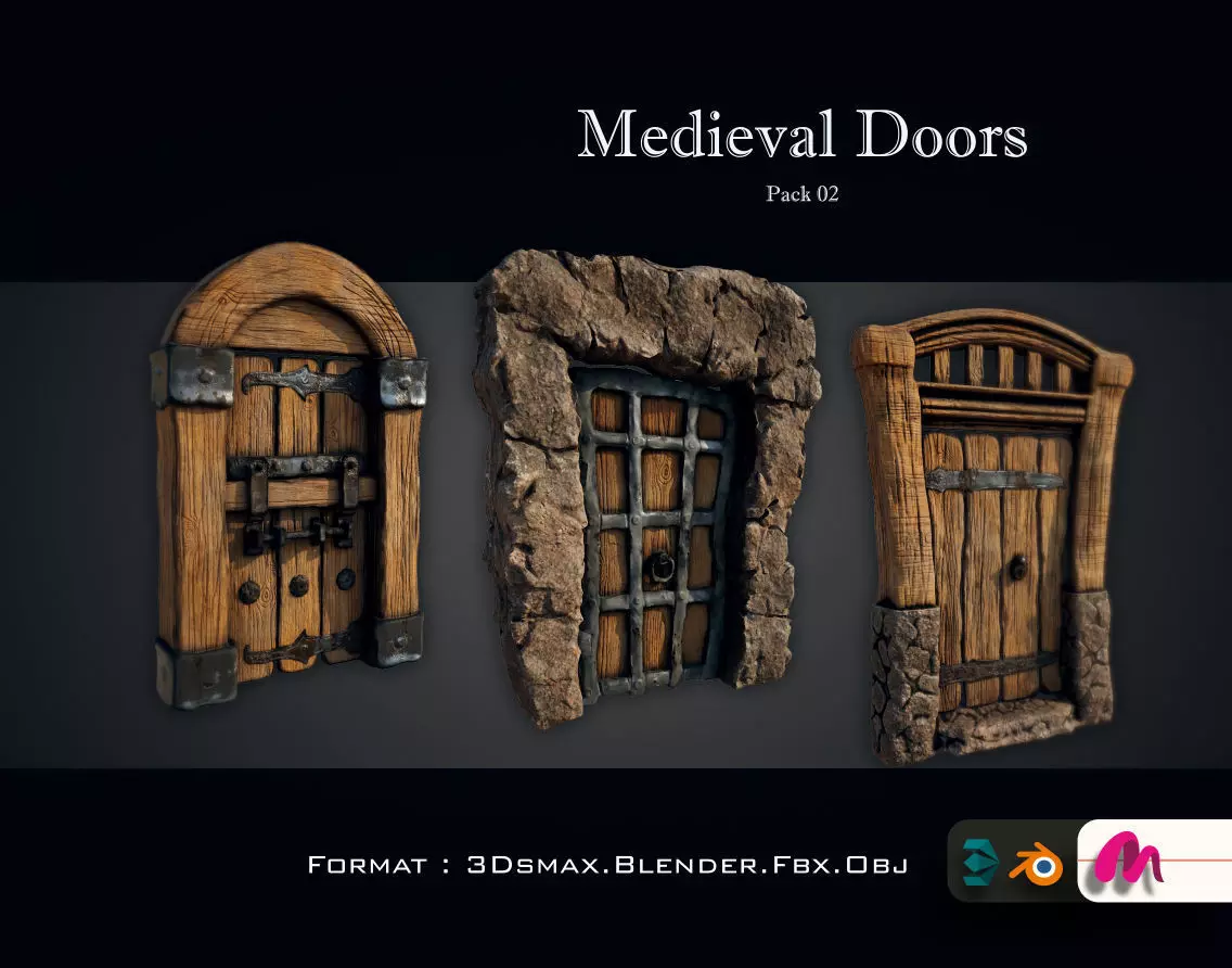 Medieval Gateway Collection 02 Low-poly 3D model_0