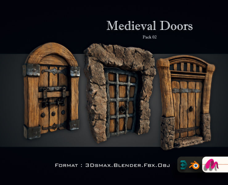Medieval Gateway Collection 02 Low-poly 3D model_12