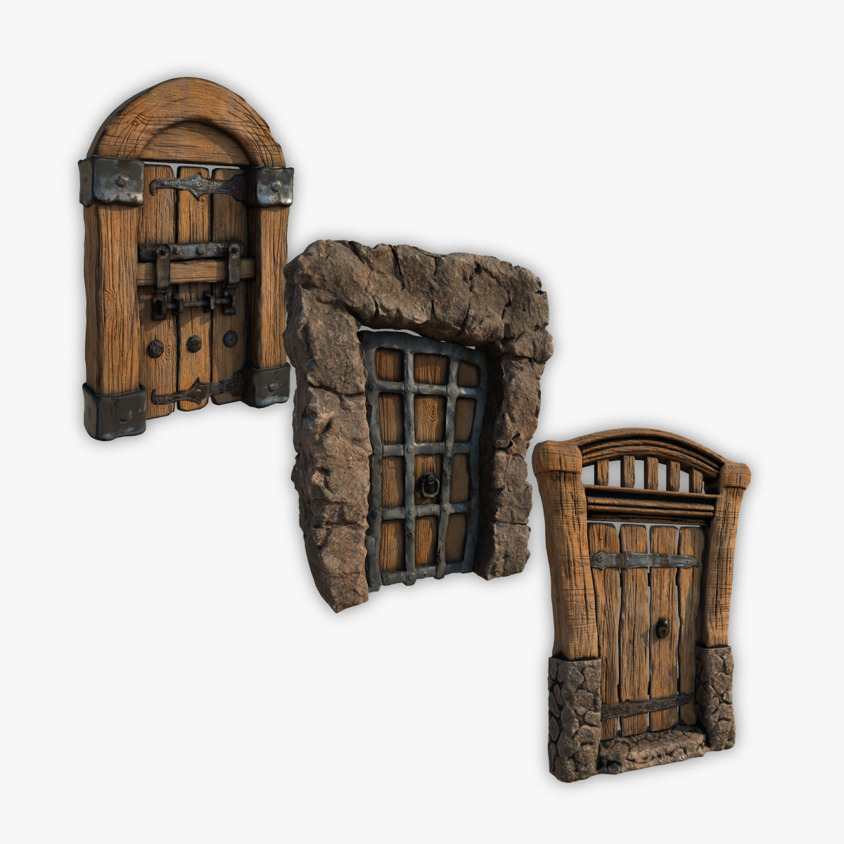 Medieval Gateway Collection 02 Low-poly 3D model_13