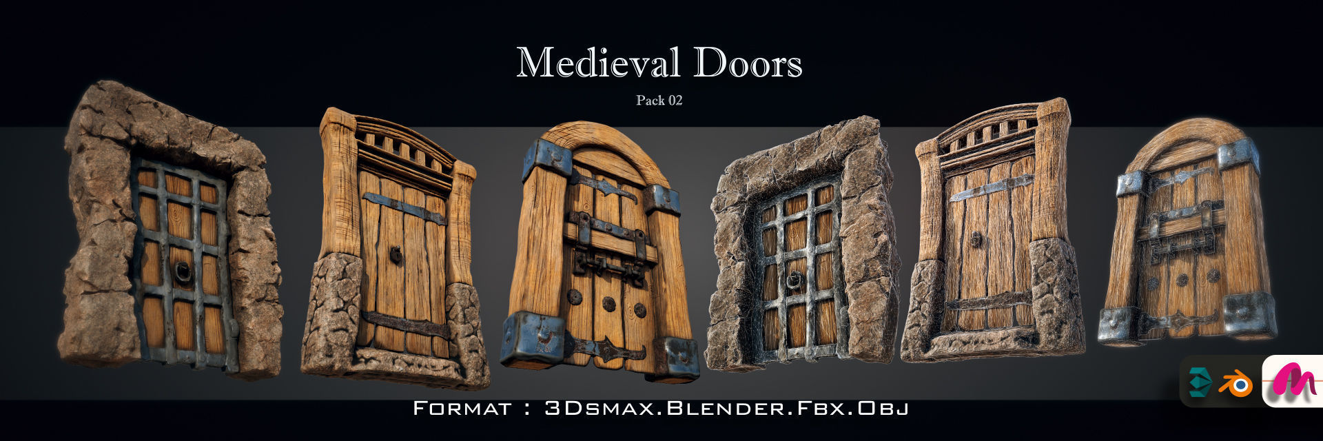 Medieval Gateway Collection 02 Low-poly 3D model_10