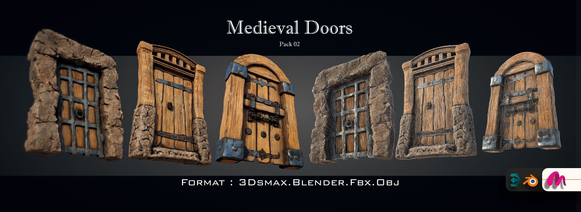 Medieval Gateway Collection 02 Low-poly 3D model_11