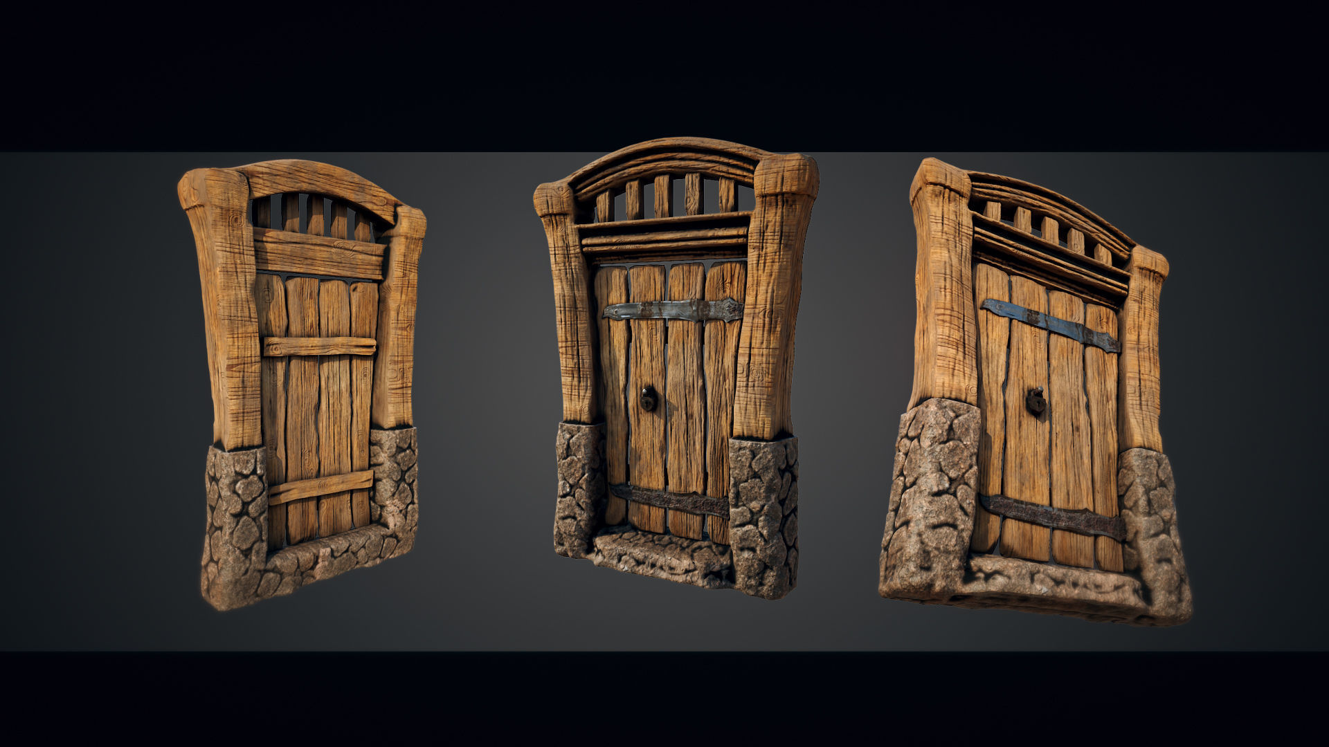 Medieval Gateway Collection 02 Low-poly 3D model_2
