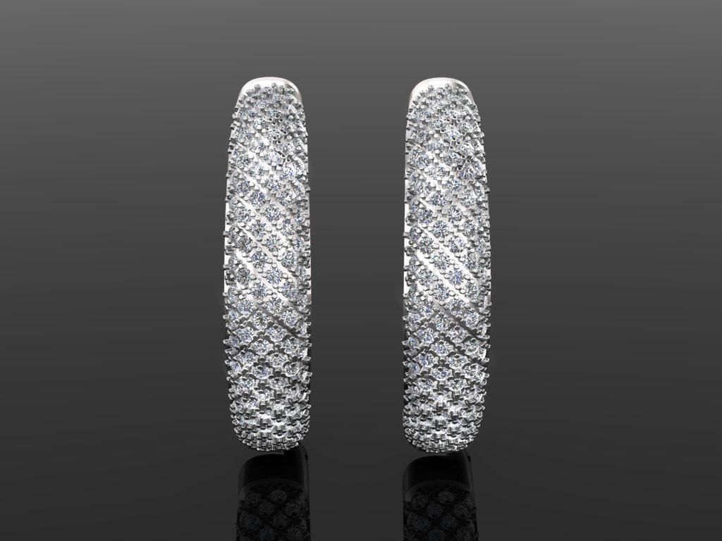 Hoop earrings with diamonds 3D print model_4