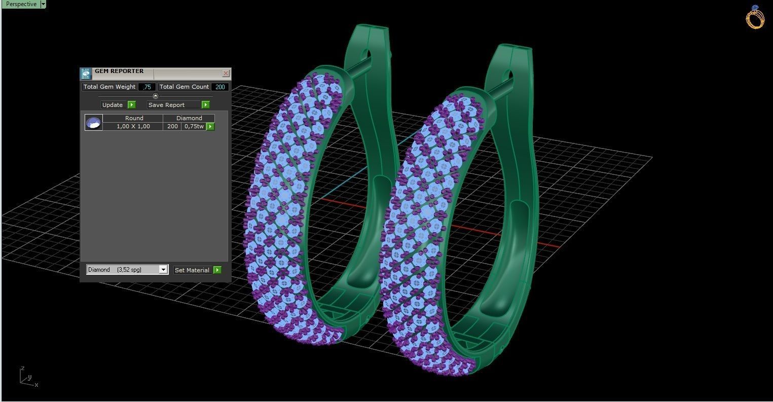 Hoop earrings with diamonds 3D print model_7