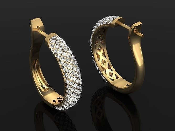 Hoop earrings with diamonds 3D print model