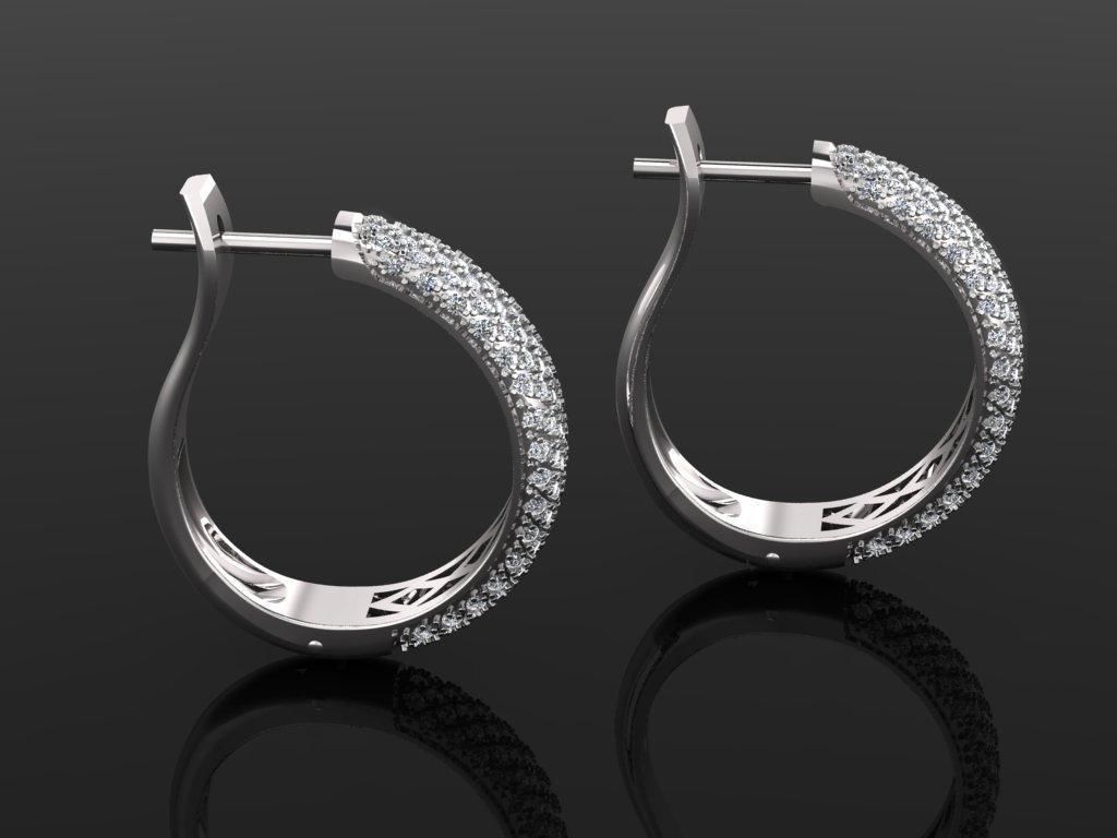 Hoop earrings with diamonds 3D print model_2