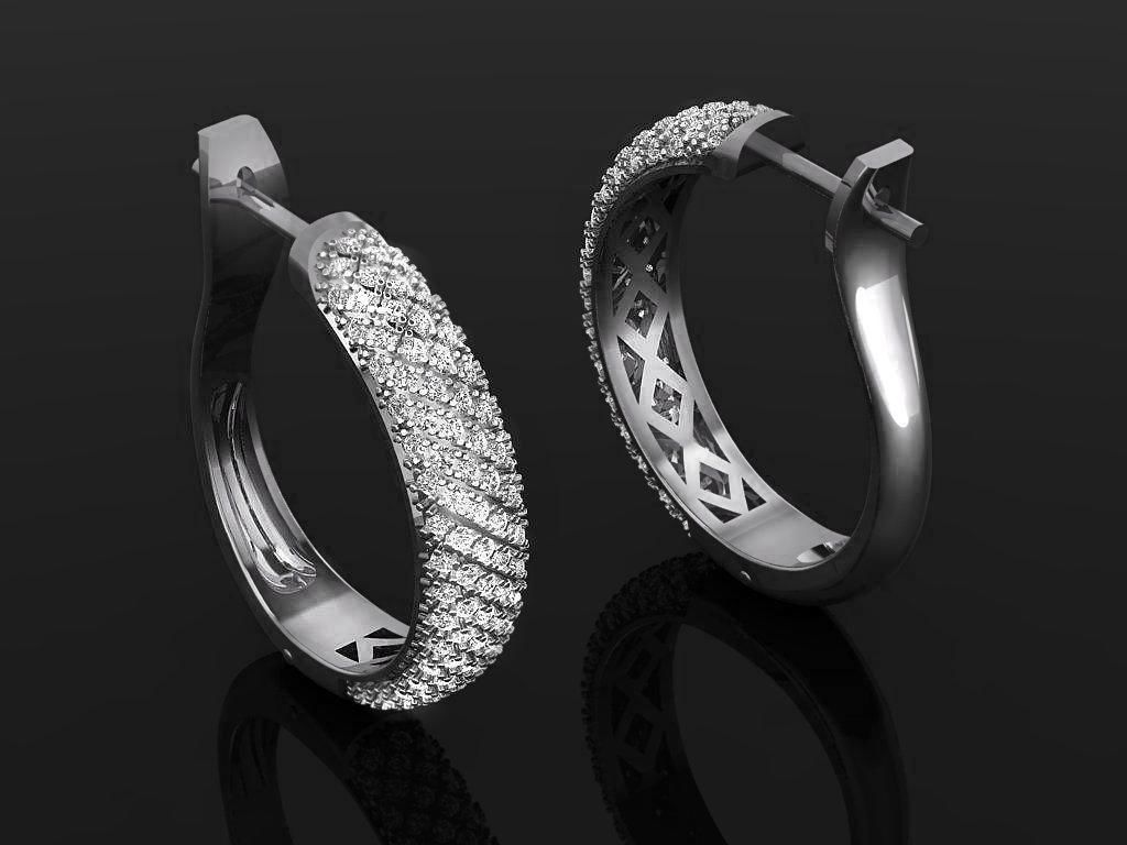 Hoop earrings with diamonds 3D print model_1