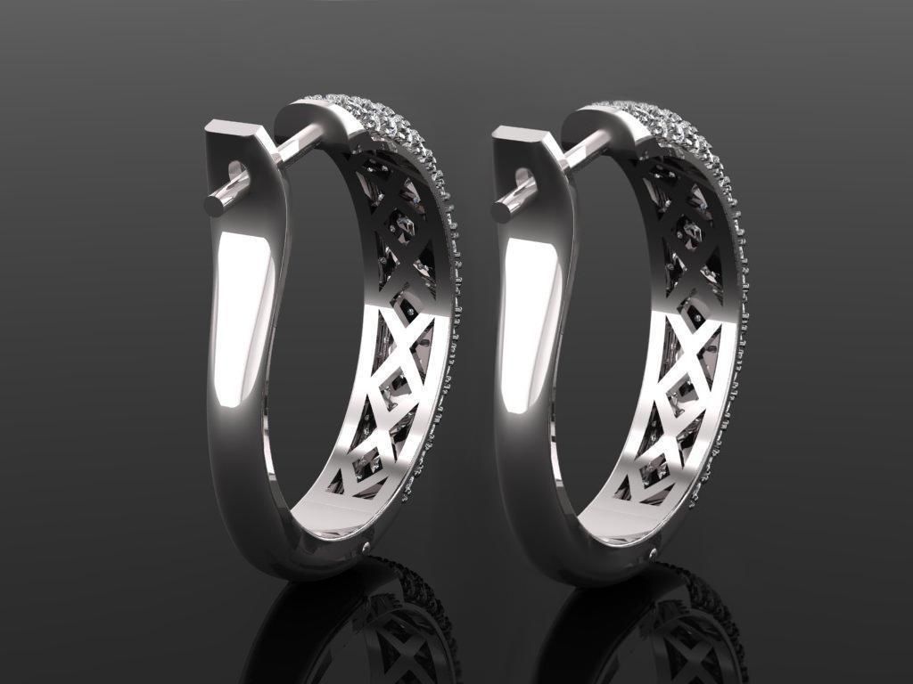 Hoop earrings with diamonds 3D print model_3