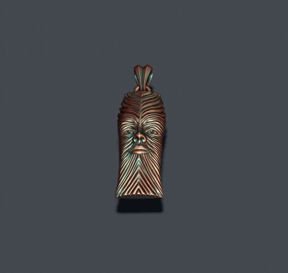 Face african mask maori pendant 3D print model_3
