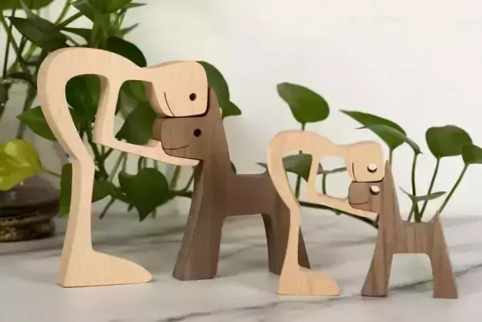SCULPTURE LOVE OF MAN AND DOG  STL and SVG 3D print model