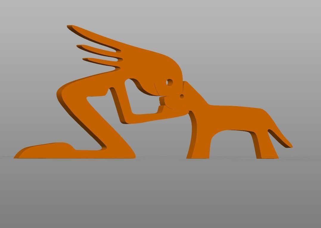 SCULPTURE LOVE OF GIRL AND DOG  STL and SVG 3D print model_10