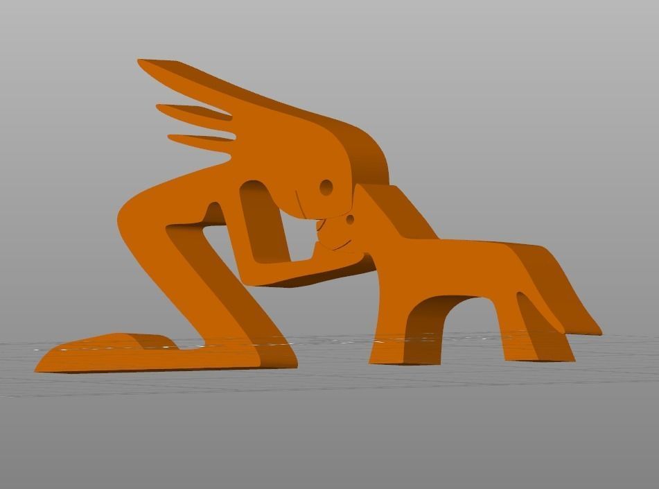 SCULPTURE LOVE OF GIRL AND DOG  STL and SVG 3D print model_9