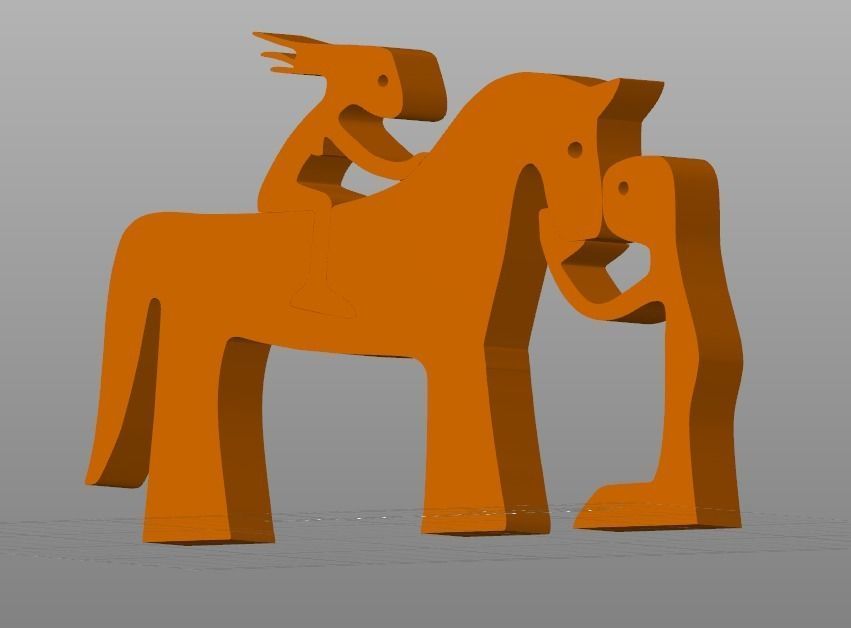 SCULPTURE LOVE OF MAN AND GIRL AND HORSE  STL and SVG 3D print model_4