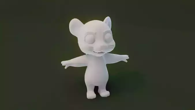 Cartoon Tiger Animated and Rigged Base Mesh 3D Model Low-poly 3D model