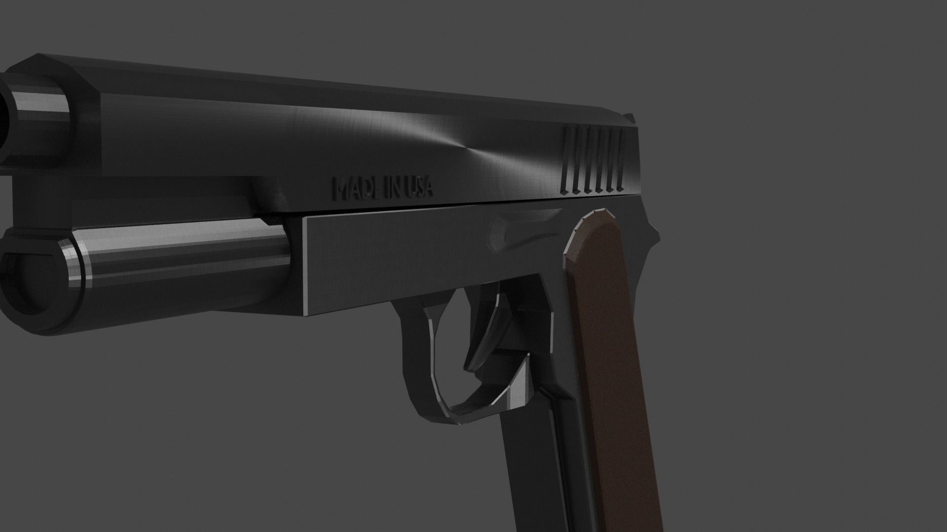 animated rigged pistol Low-poly 3D model_2