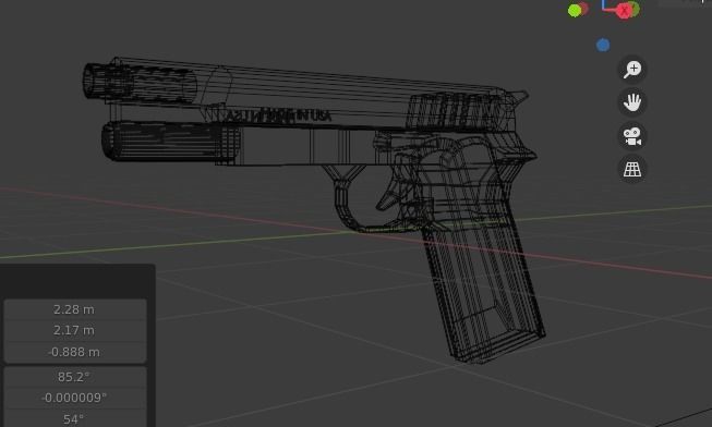 animated rigged pistol Low-poly 3D model_3