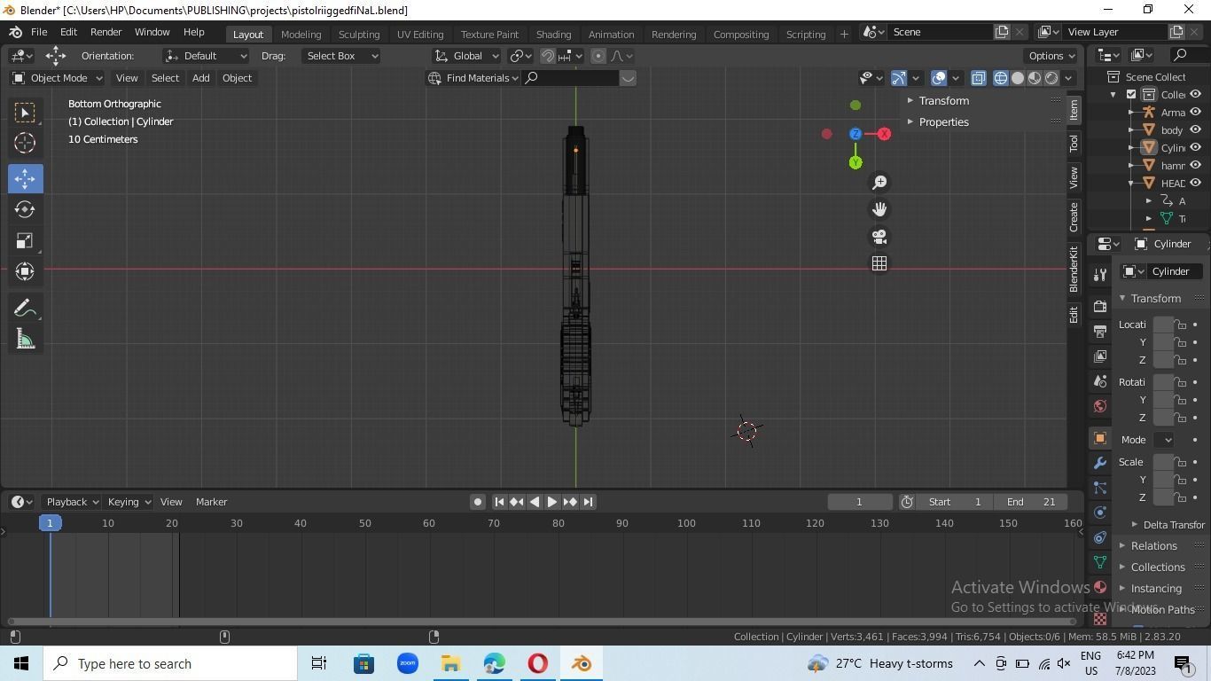 animated rigged pistol Low-poly 3D model_12