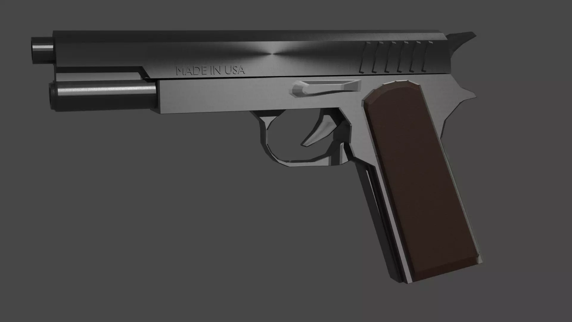 animated rigged pistol Low-poly 3D model_0