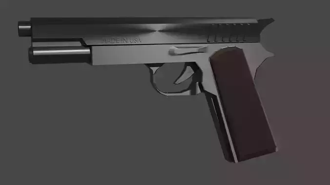 animated rigged pistol Low-poly 3D model