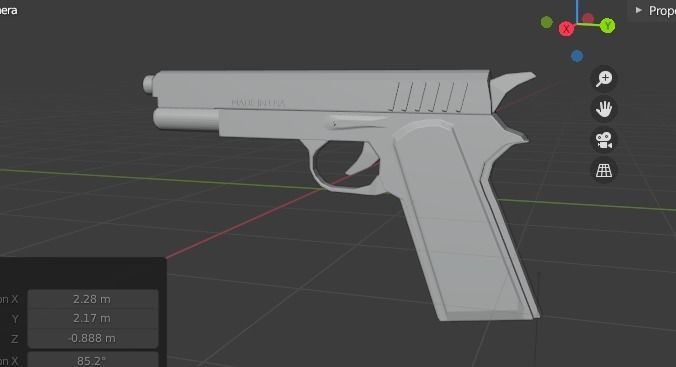 animated rigged pistol Low-poly 3D model_4