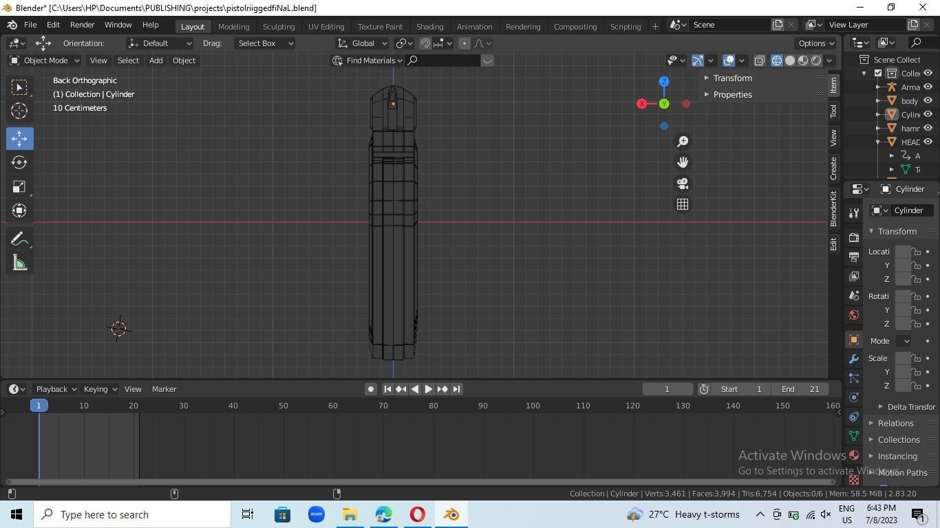 animated rigged pistol Low-poly 3D model_11