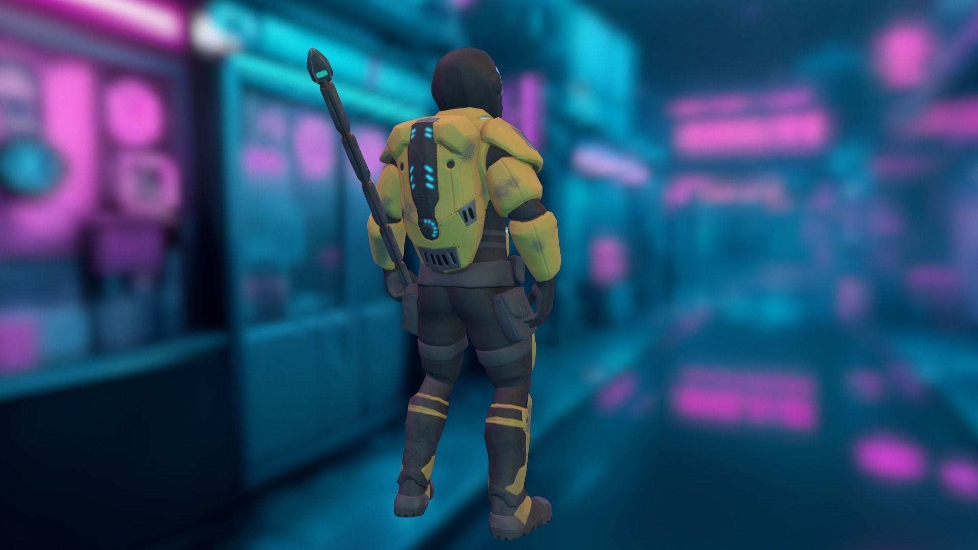 Futuristic soldier Cyborg mercenary Techno Assassin Low-poly 3D model_4