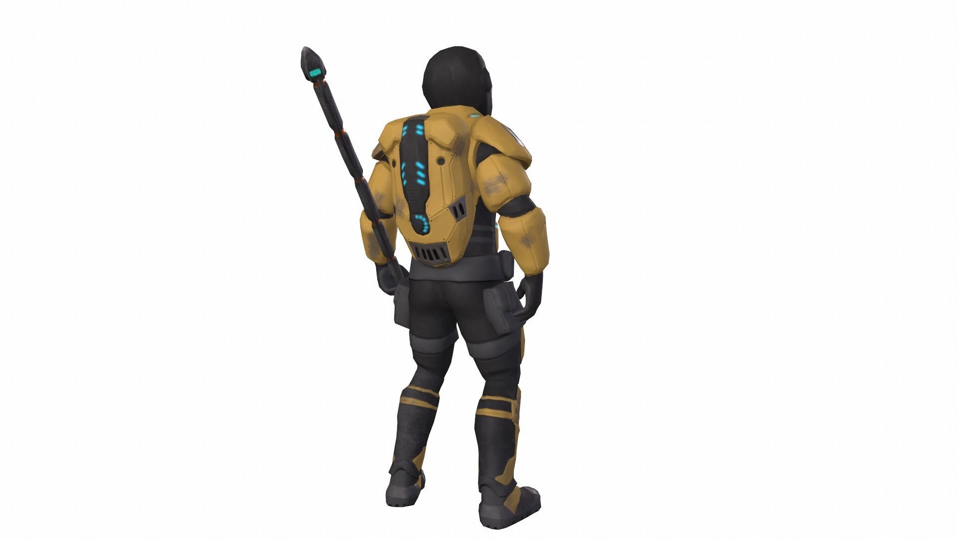 Futuristic soldier Cyborg mercenary Techno Assassin Low-poly 3D model_7