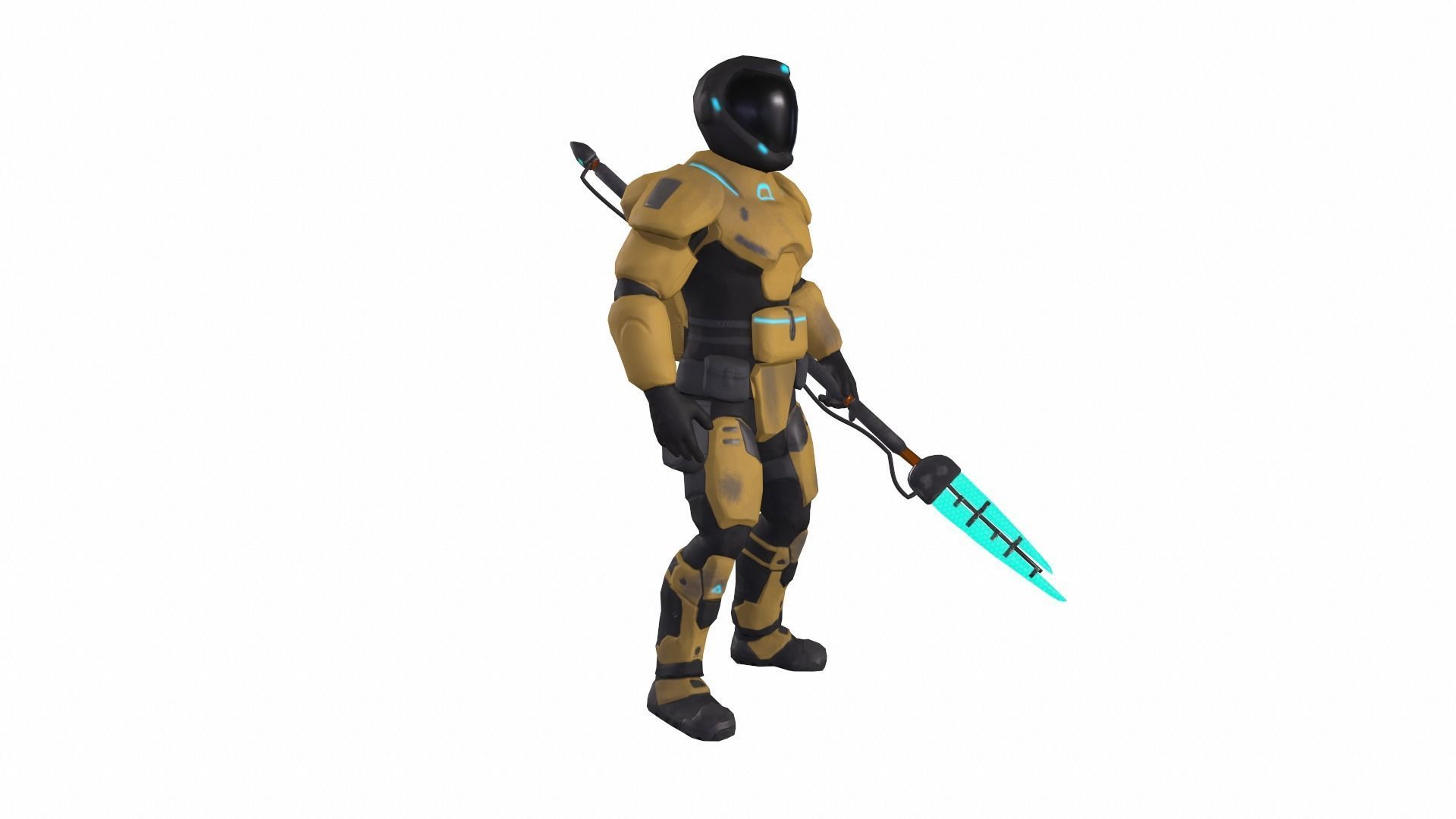 Futuristic soldier Cyborg mercenary Techno Assassin Low-poly 3D model_5