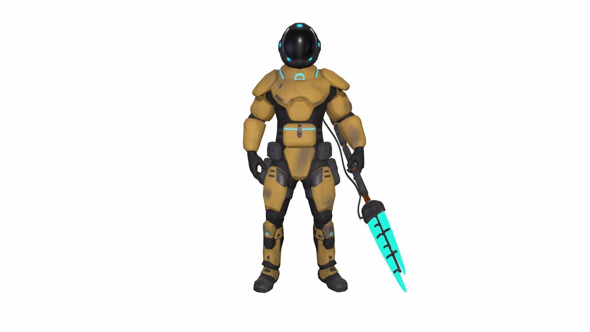 Futuristic soldier Cyborg mercenary Techno Assassin Low-poly 3D model_8