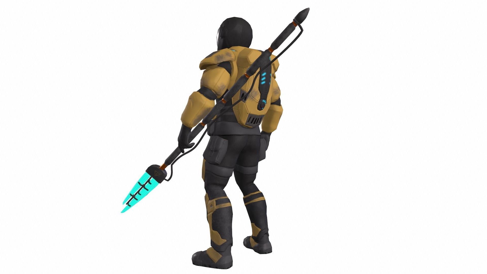 Futuristic soldier Cyborg mercenary Techno Assassin Low-poly 3D model_6